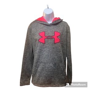 UNDER ARMOUR Ladies Coldgear Hoodie Gray with Hot Pink Logo Size Medium